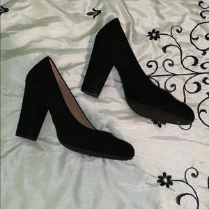 Three inch black suede heels